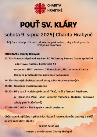 Pouť k svaté Kláře v sobotu 9.8.2025